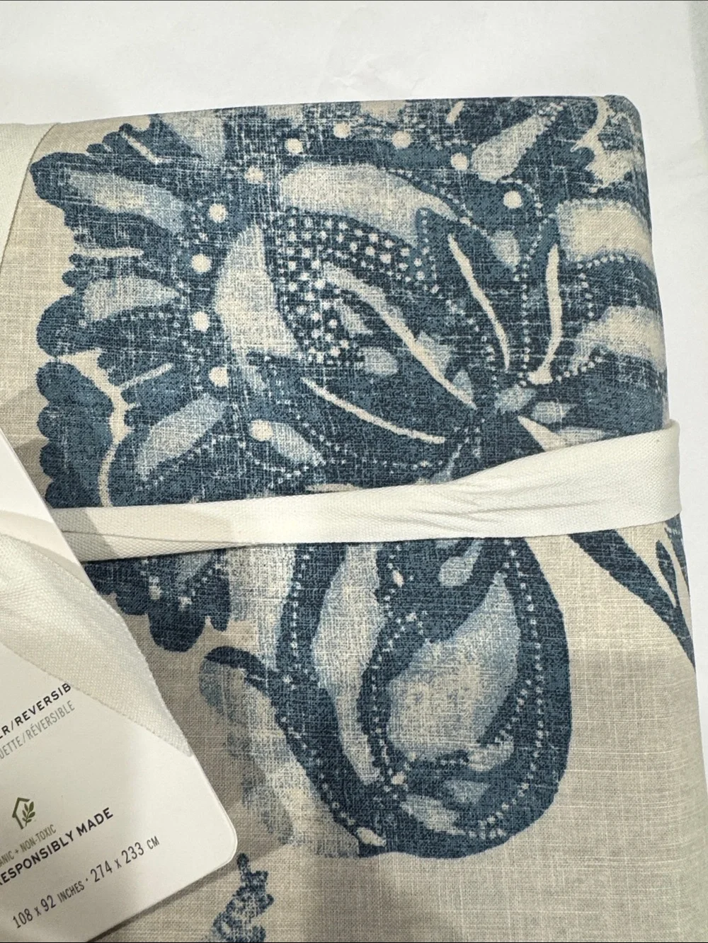 Pottery Barn Indigo Flora Floral Print Reversible Duvet Cover